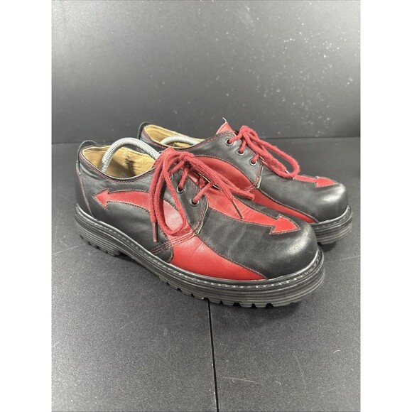 Vintage Men’s Sha Sha Fine Shoes Black And Red  “Devil Tail” Size 12 - Picture 1 of 12